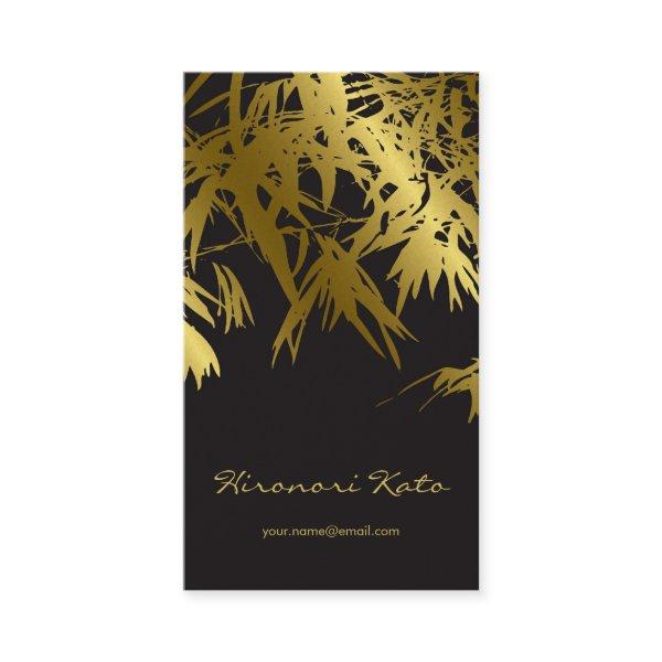 Oriental Gold And Black Bamboo Leaves Stylish Zen