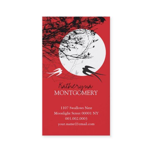 Oriental Swallows In Moonlight Modern Chic Asian