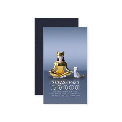 Origami Gold Yoga Meditating Catwoman 5 Class Pass Loyalty Card