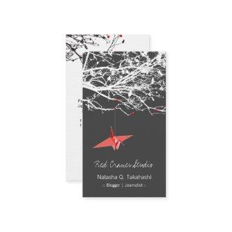 Origami Japanese Red Paper Cranes Silhouette Tree