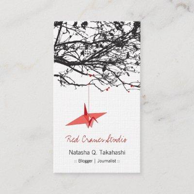Origami Japanese Red Paper Cranes Silhouette Tree