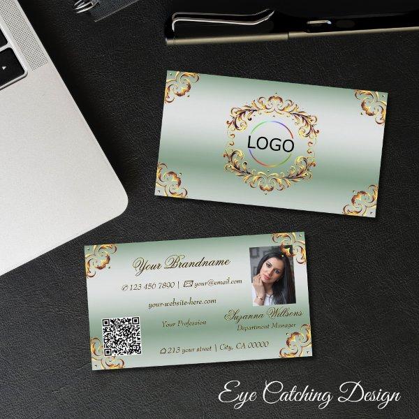 Ornamental Gold Decor Green Logo Photo and QR Code