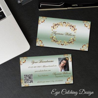 Ornamental Gold Decor Green with Photo and QR Code