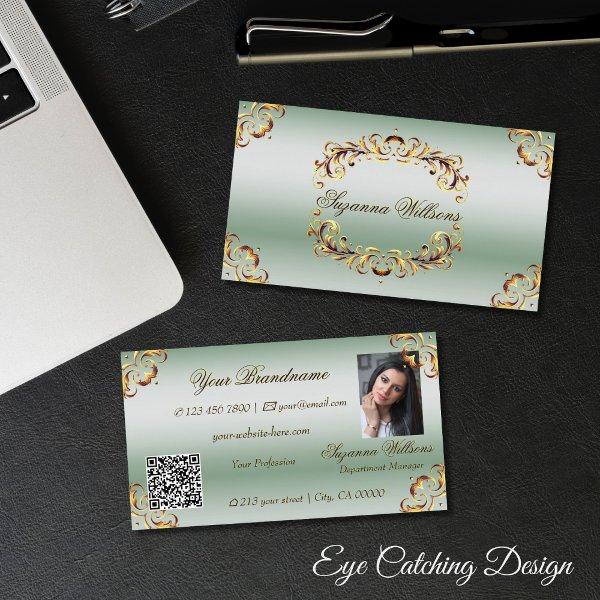 Ornamental Gold Decor Green with Photo and QR Code