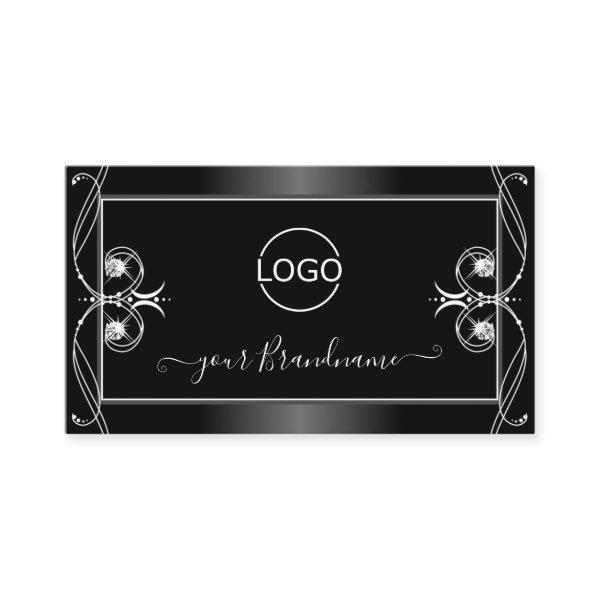 Ornate Black and White Sparkling Diamonds add Logo