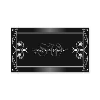 Ornate Black and White Sparkling Diamonds Initials