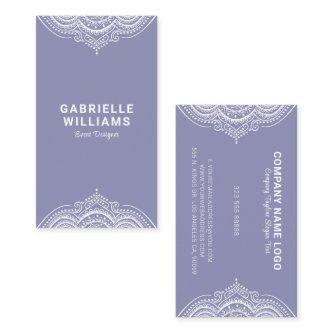 Ornate Girly White Lace Frame On Blue-Gray