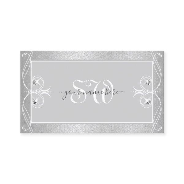 Ornate Gray Silver Mosaic Sparkle Jewels Monogram
