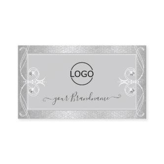 Ornate Gray Silver Mosaic Sparkle Jewels with Logo