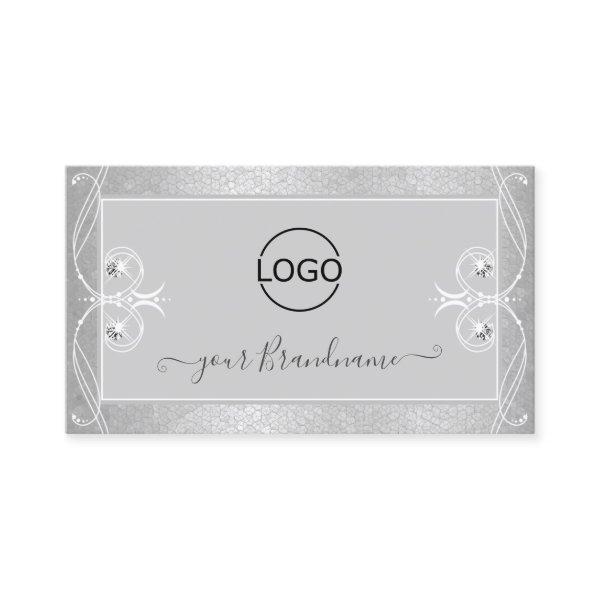 Ornate Gray Silver Mosaic Sparkle Jewels with Logo