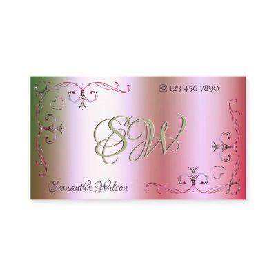 Ornate Initials Luminous Pink Green Color Gradient