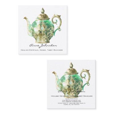 Ornate Mint Green Teapot Square