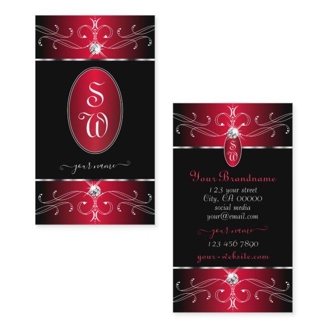 Ornate Ornaments Black Crimson Red Jewels Initials
