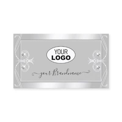 Ornate Silver Light Gray Sparkle Jewels with Logo