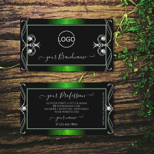 Ornate Vintage Black Green Sparkle Jewels Add Logo