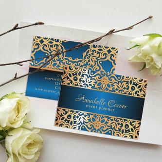 Ornate Vintage Gold And Blue Jeweled Event Planner