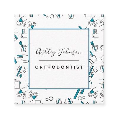 Orthodontist Toothbrush Toothpaste Pattern Dentist Square