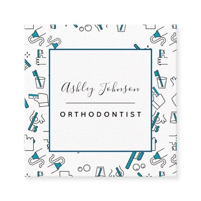 Orthodontist Toothbrush Toothpaste Pattern Dentist Square