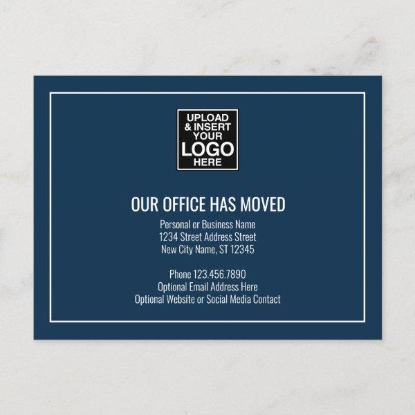 Our New Address Information - Business Logo Navy Announcement Postcard