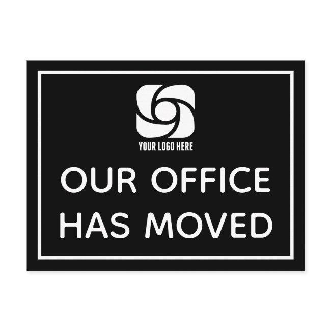 Our Office Has Moved Custom Business Logo Black Postcard