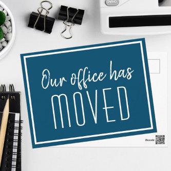 Our Office Has Moved Simple Blue White Business Postcard