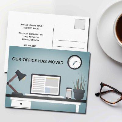 Our Office Moved Business Change of Address Desk Announcement Postcard