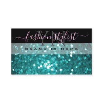 Outstanding Black Teal Sparkling Glitter Monogram