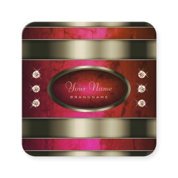 Outstanding Silver with Red Pink Gradient Marble  Square