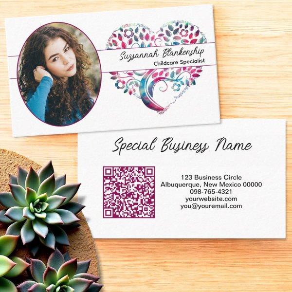 Oval Photo Tree Heart Art Matching Color QR Code