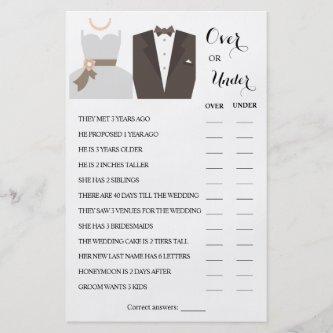 Over or Under Couples Shower Game Card Flyer