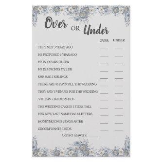 Over or Under Grey Floral Couples Shower Game Card Flyer