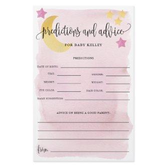 Over The Moon Pink Baby Predictions Paper Card
