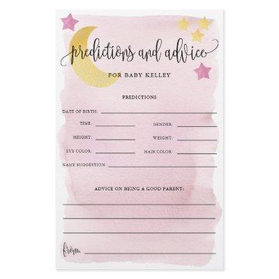 Over The Moon Pink Baby Predictions Paper Card
