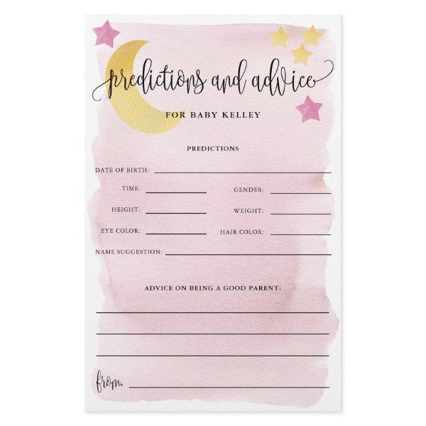 Over The Moon Pink Baby Predictions Paper Card