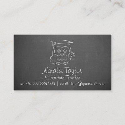Owl Chalkboard Substitute Teacher