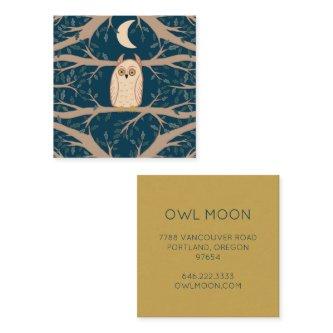 Owl Moon Mystical Magical Boho Colorful Square