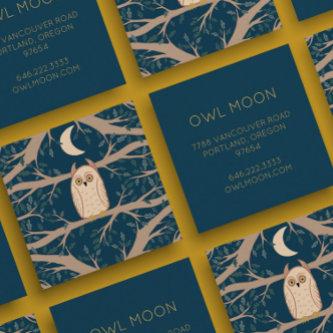 Owl Moon Mystical Magical Boho Colorful Square