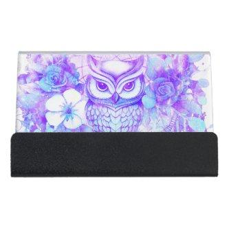 Owl Totem Dreamcatcher Floral Feather Purple Desk  Holder