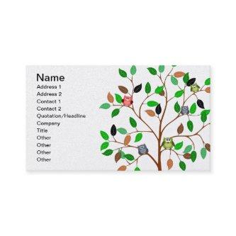 owls tree branches birds leaf park pattern office