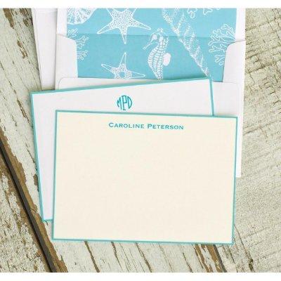 Pack of 25 Aqua-Bordered Correspondence Cards