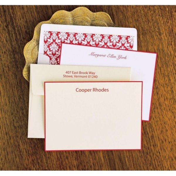 Pack of 25 Classic Red Border Correspondence Cards