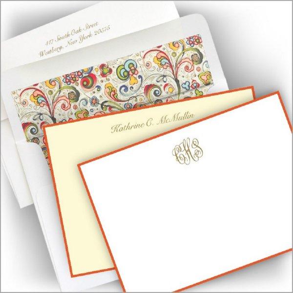 Pack of 25 Orange Foil Correspondence Cards
