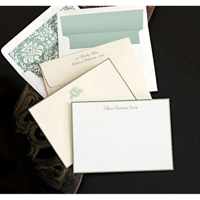 Pack of 25 Sage Border Correspondence Cards