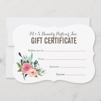 Painted Floral Salon Gift Certificate Template