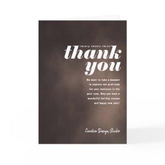 Painted Thank You Cocoa Brown Folded Business Holiday Card