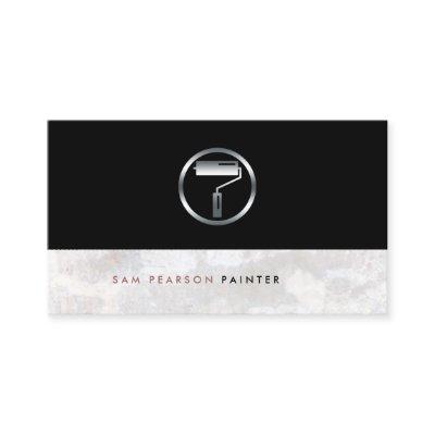 Painter Bold Silver Paint RollerBrush Icon Elegant