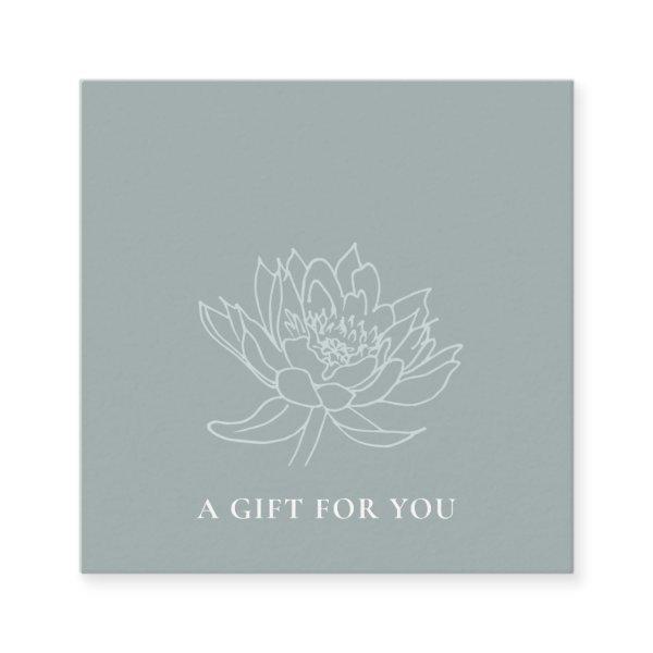 PALE AQUA BLUE GOLD LOTUS FLORAL GIFT CERTIFICATE