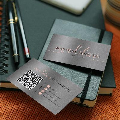 Pale Orange Metallic Brush Steel Script QR code