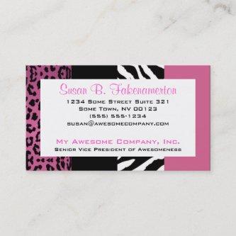 Pale Pink and Black Animal Print Zebra and Leopard