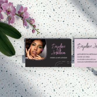 Pale Pink Lines Photo Signature Script QR Code